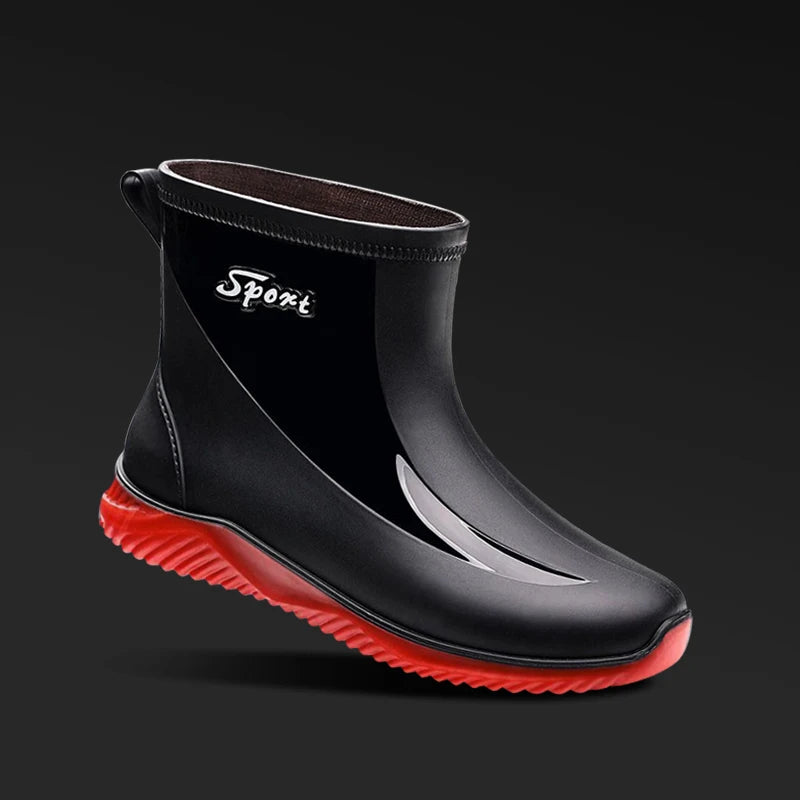 Stivali Winter Outdoors Rain Boots Mens Short Tube Outdoor Special Non-Slip Waterproof Velvet Warm Rubber Shoes Fishing Men's Rain Boots