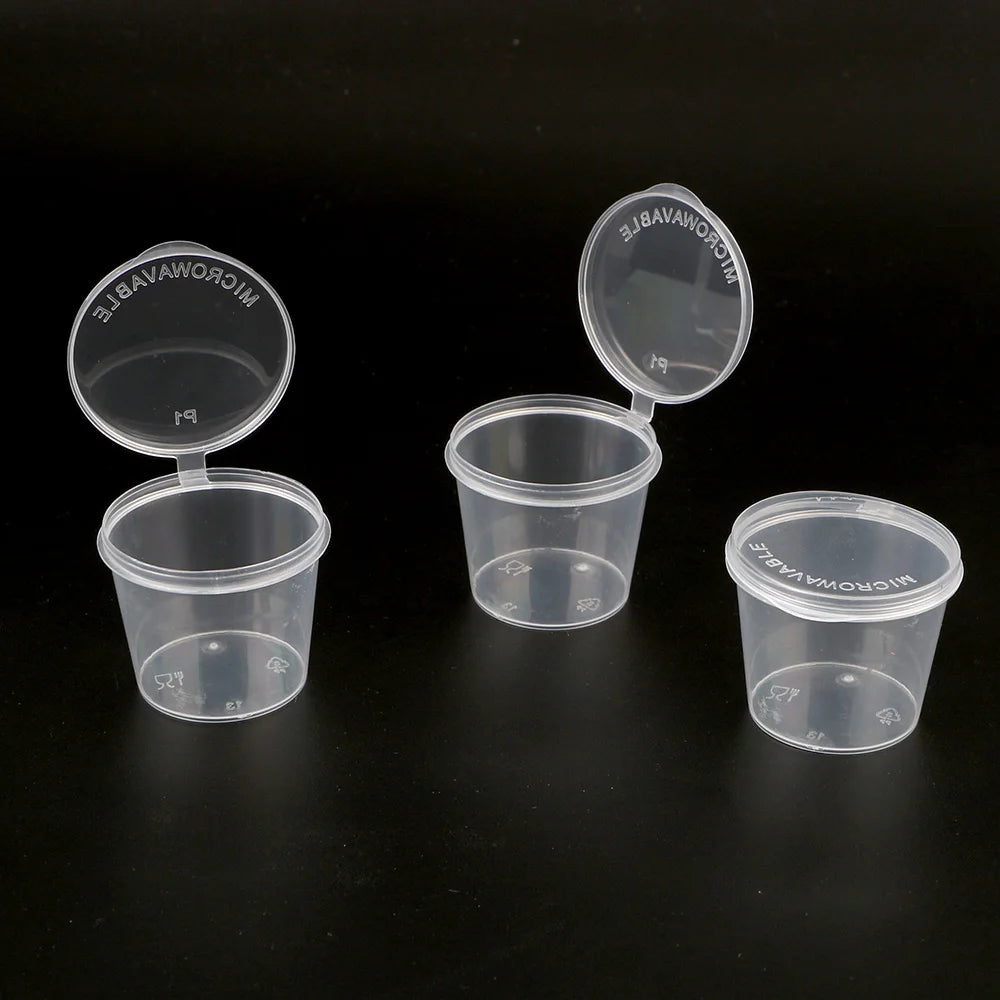 With Lids Kitchen Organizer Disposable Sauce Pot Food Small Sauce Container Box Plastic Clear 100Pcs Chutney Chili Sauce Cups