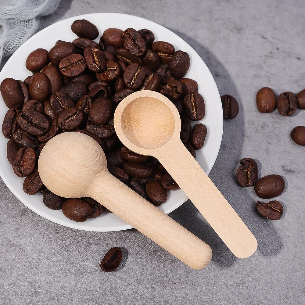 Mini Wooden Spoons Seasoning Honey Coffee Cooking Coffee Bean Salt Spice Jars Wooden Measuring Spoons Kitchen Short Handle Scoop