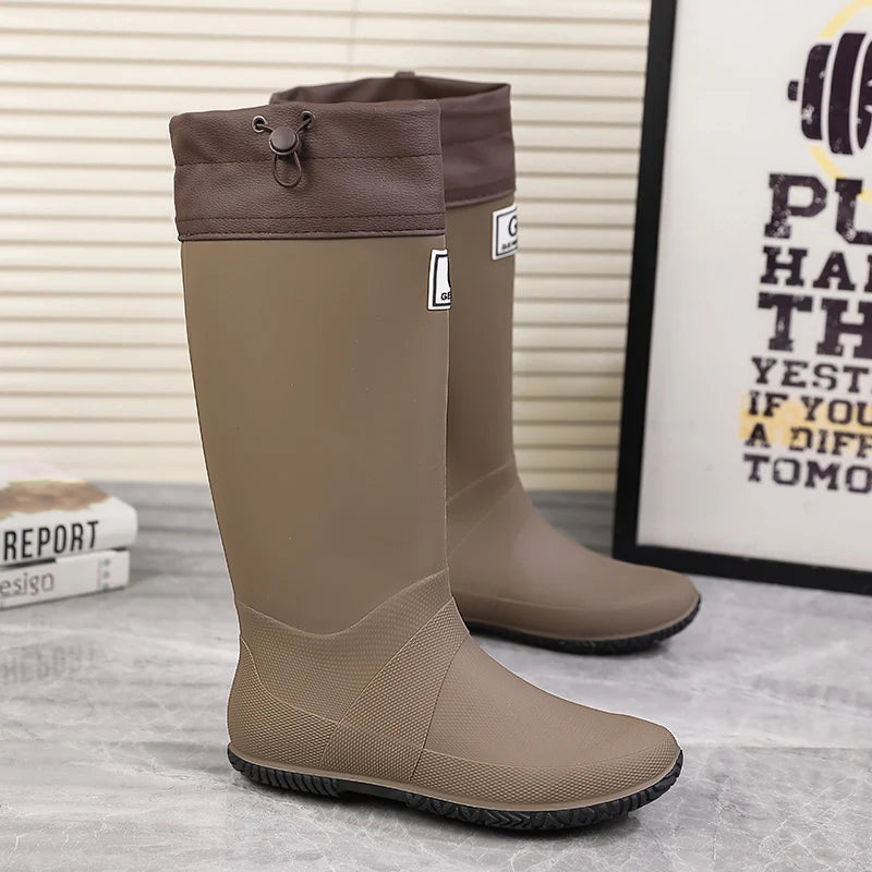Stivali Rain Boots for Men, Fashionable High-Top Rain Boots for Outer Wear, Long-Tube Waterproof and Non-Slip Couple Style Outdoor Fishing Boots