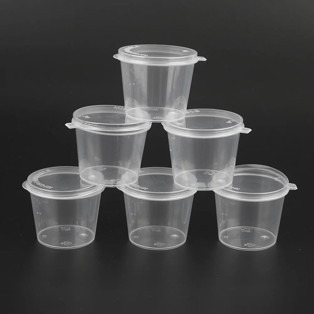 With Lids Kitchen Organizer Disposable Sauce Pot Food Small Sauce Container Box Plastic Clear 100Pcs Chutney Chili Sauce Cups