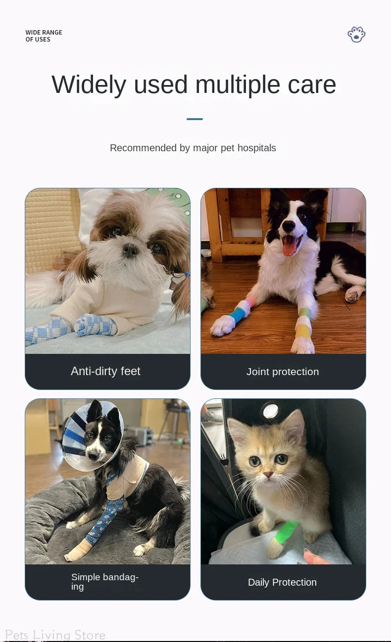Self-adhesive Elastic Bandage For Pet Nonwoven Bandage Cover Protector Dog Outdoor Retractable Sports Tape Self Adherent Bandage