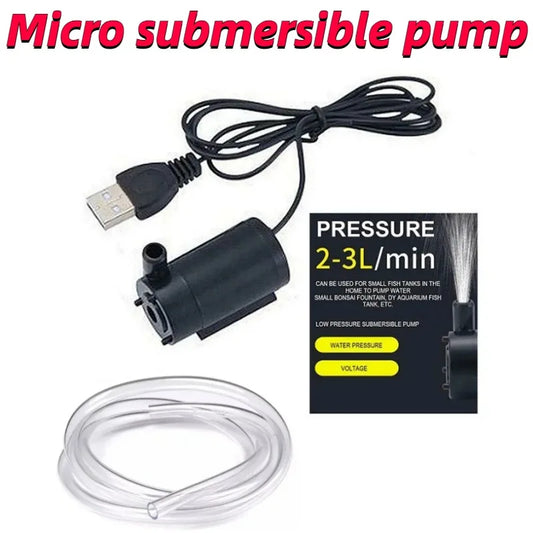 USB Submersible Pump Silent Micro Water Pump 3V 5V DC Low-voltage Portable Water Pump Suitable for Fish Tank Fountain Aquariums