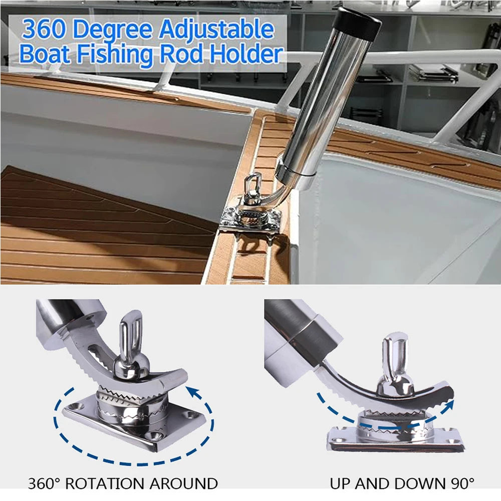 Supporti Fishing Boat Rod Holder Adjustable Rod 316 Stainless Steel Deck Mounted Rod Holder for Deck Yacht Marine  Universal Boat Gear