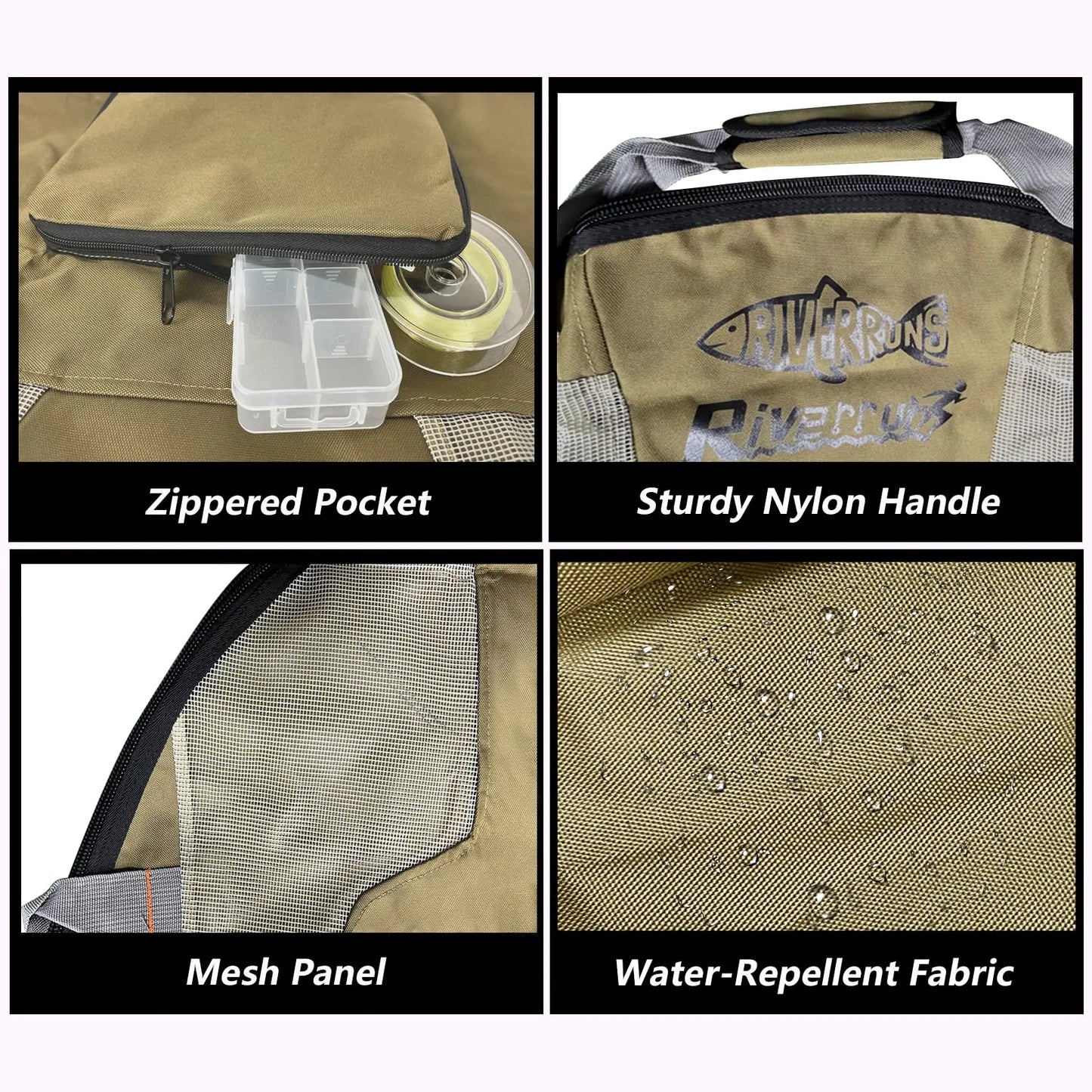 Tenda Fishing Hunting Wader Bag with Vented Mesh Large Capacity Portable Foldable Waders Boots Bag Fly Fishing Backpack for Fishing