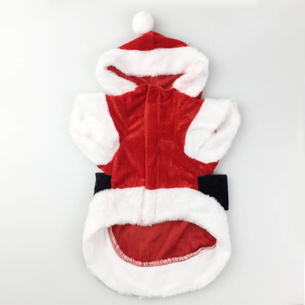 Vestiti Santa Christmas Costume Clothes for Pet Small Dogs Winter Dog Hooded Coat Jackets Puppy Cat Clothing Chihuahua Yorkie Gift