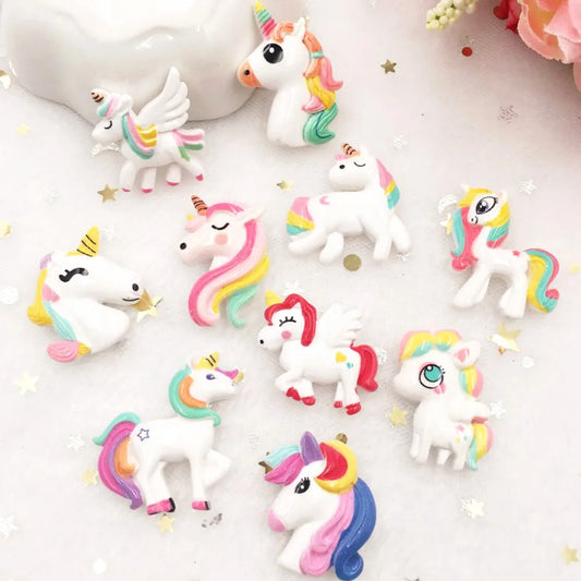 Resin 3D Colorful Big Cool Unicorn Flatback Cabochon Stone Applique 10pcs DIY Figurine Scrapbook Craft Home Decor Craft OW59