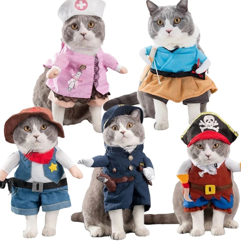 Vestiti Funny Cat Clothes Dog Cat Cosplays Clothes Pet Jumpsuit Suit Halloween Dog Dress Chihuahua French Bulldog Dog Outfits Clothing