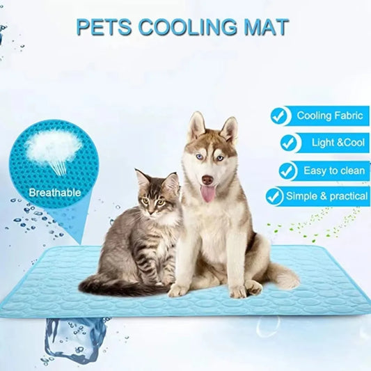Pet Cooling Mat Dog Cat Ice Silk Pads Summer Pets Breathable Cooling Pad Washable Reusable Bite Resistance Pet Cat Sleeping Pad