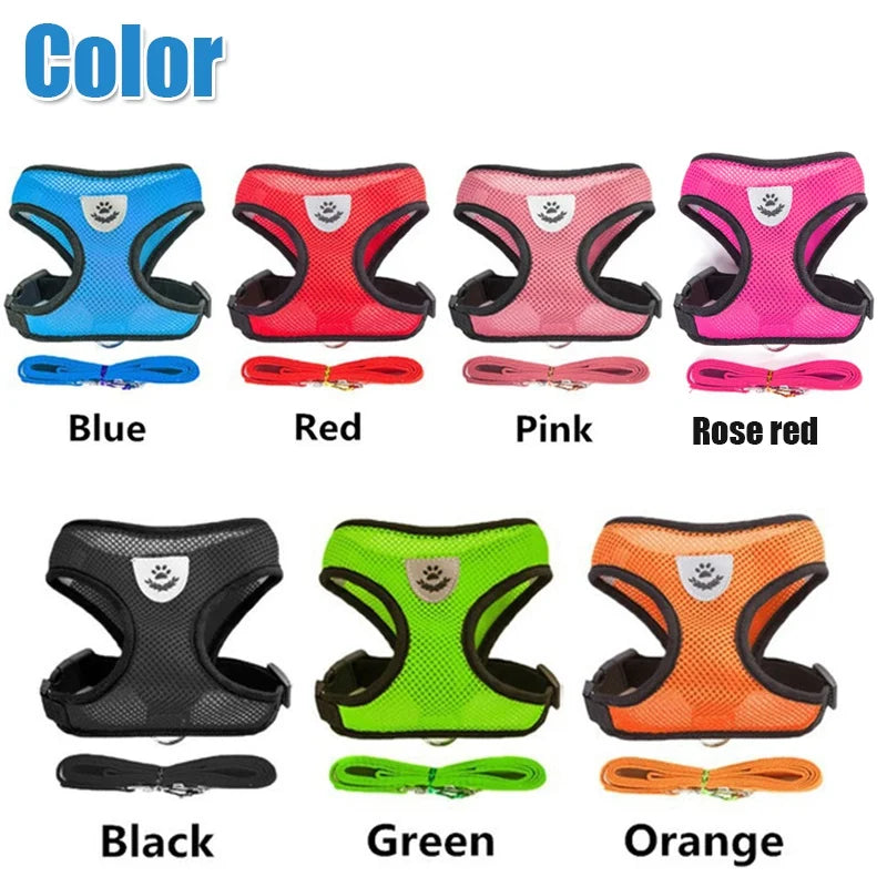 Vestiti Cat Dog Harness with Lead Leash Adjustable Vest Polyester Mesh Breathable Harnesses Reflective sti for Small Dog Cat accessories
