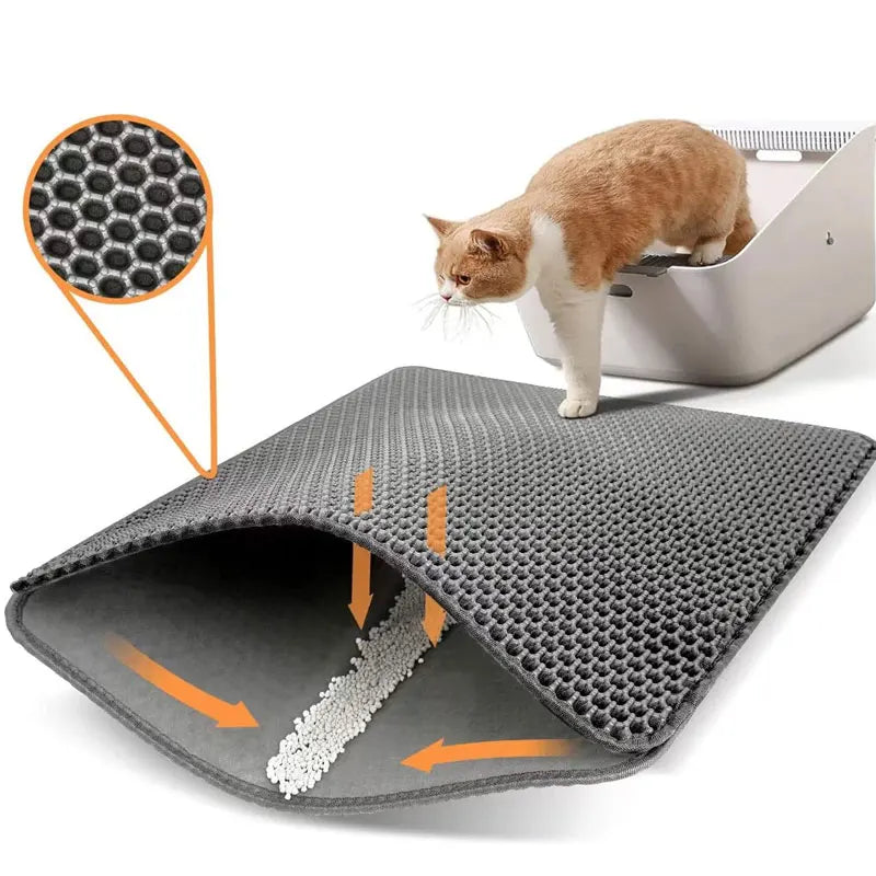 Tappetini Pet Cat Litter Mat Waterproof Double Layer Cat Litter Trapping Pet Litter Box Mat Clean Pad Products For Cats Accessories