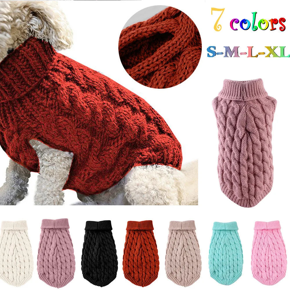 Vestiti New Pet Small Pet Dog Clothes Sweater Fashion Autumn Winter Solid Fried Dough Twists Knitting Warm Comfort Clothing