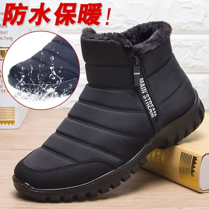 Stivali Winter men's snow boots, double zippered waterproof shoes rain boots fishing Winter Warm Boots men's boots