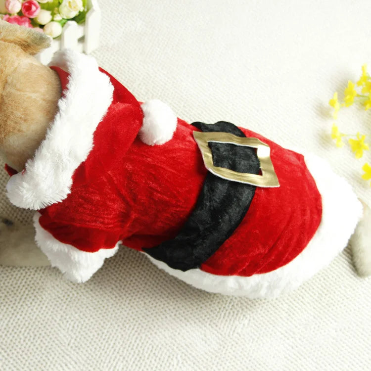 Vestiti Santa Christmas Costume Clothes for Pet Small Dogs Winter Dog Hooded Coat Jackets Puppy Cat Clothing Chihuahua Yorkie Gift