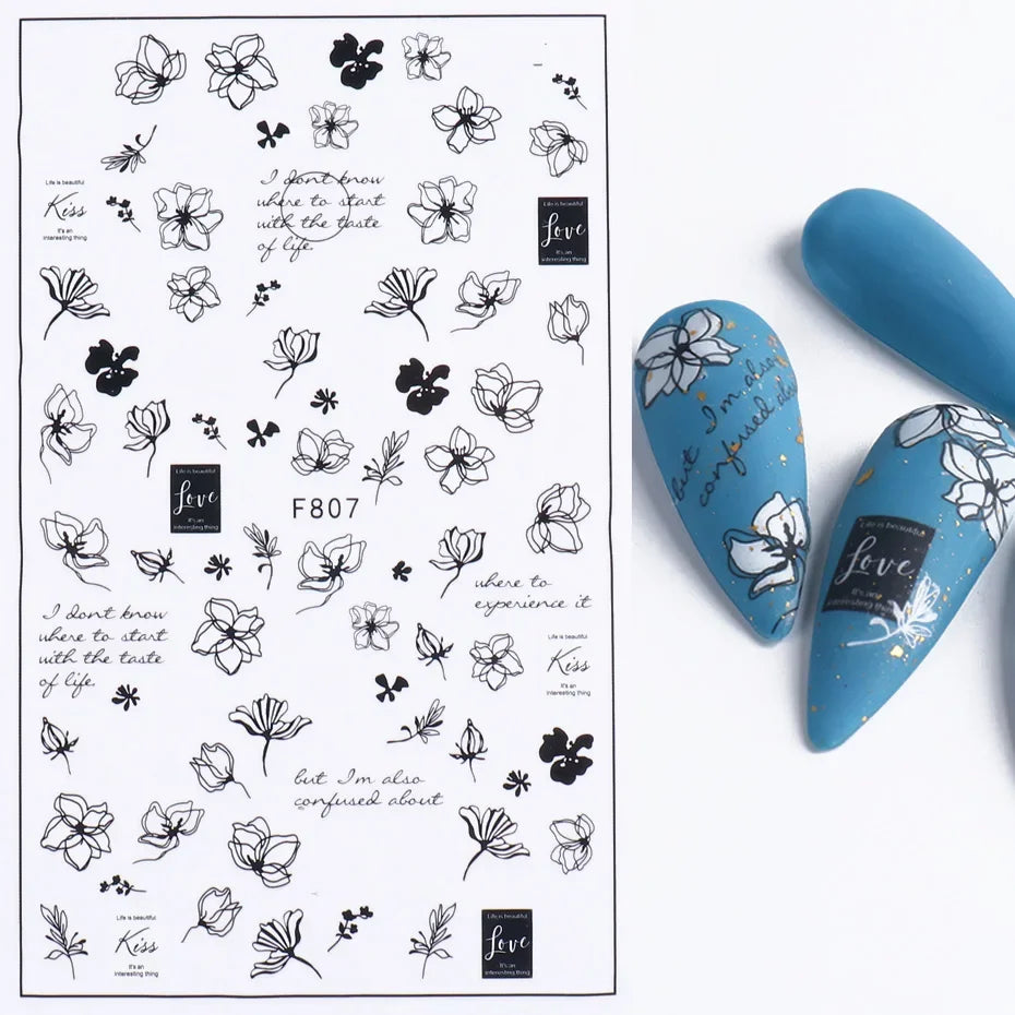 Winter Christmas Nail Sticker Snowflake Magpie Bird 3D Slider Leaf Halloween New Year Design Decoration Manicure 2023 Trend Foil