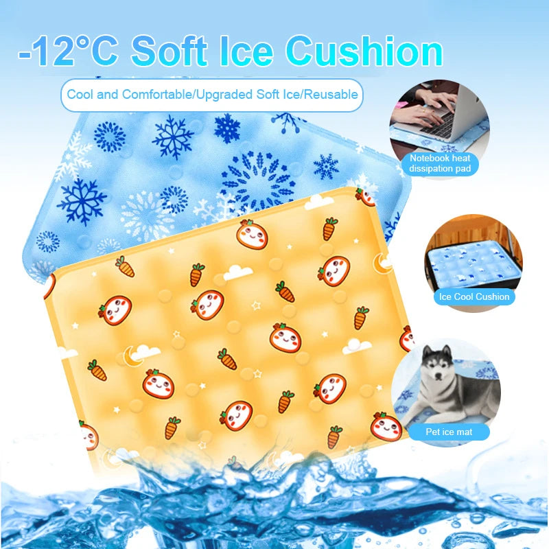 Summer Pet Cooling Mat Breathable Ice Blanket for Dogs Cats Pets Sleep Cold Bed Washable Ice Silk Pads Cushion Pet Accessories