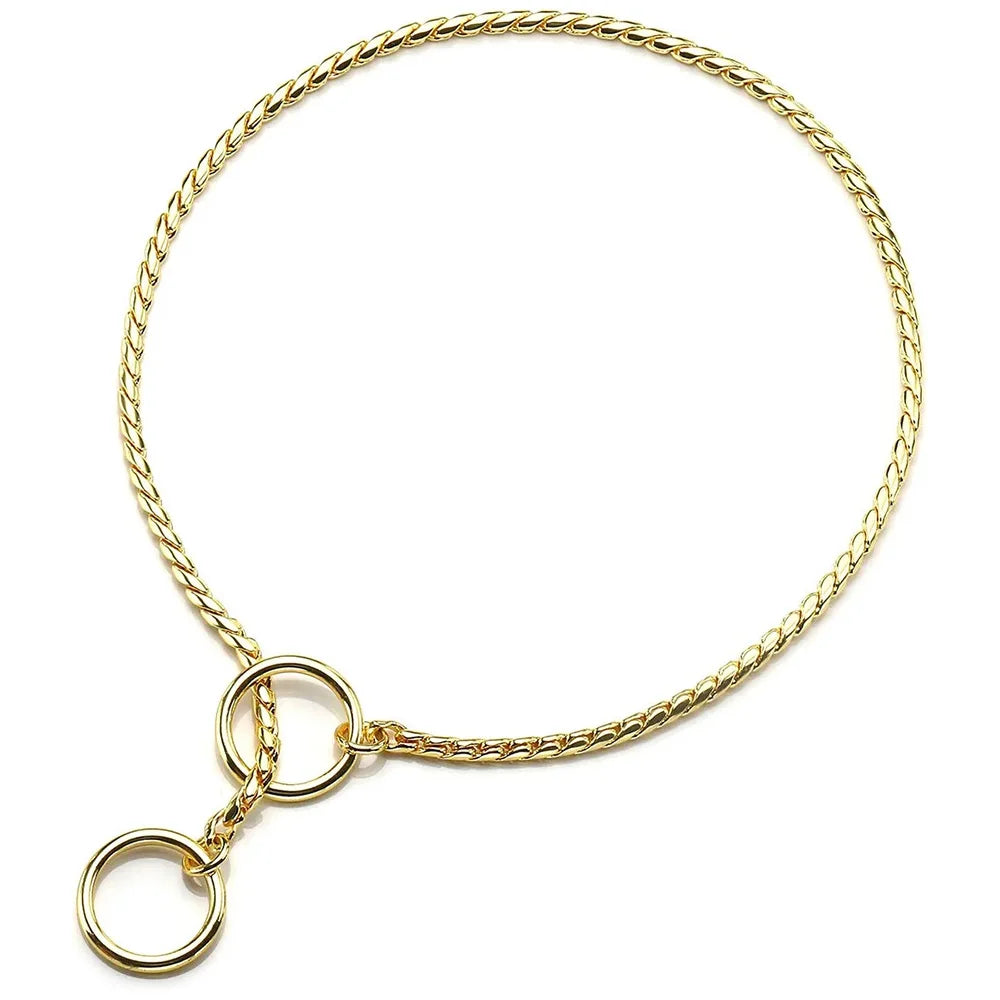 Snake Chain Dog Collar Rustproof Stainless Steel Pet Metal Slip Chains Dog Show Training Choker Collar Puppy Cuban Link Necklace