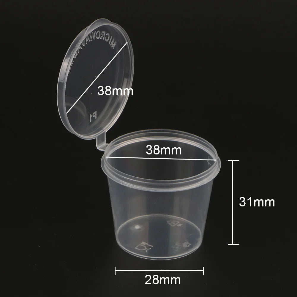 With Lids Kitchen Organizer Disposable Sauce Pot Food Small Sauce Container Box Plastic Clear 100Pcs Chutney Chili Sauce Cups