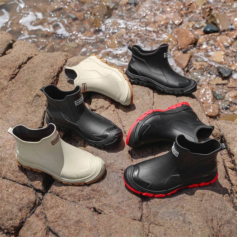 Stivali da pesca New Men's Deck Boots Fishing Boots Waterproof Rain Boots Slip On Neoprene Shoes Men's Gardening Fishing  Boating Camping Sailing