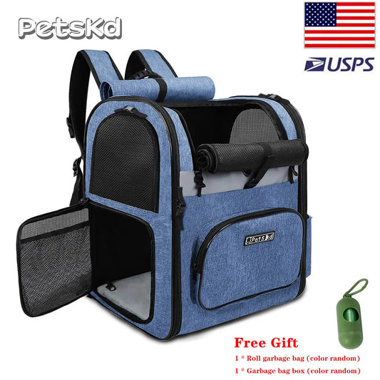 Trasportini Dog Carrier Bag Pet Double Shoulder Backpack Sturdy Frame Breathable Foldable Dog Double Doors Bag Fits 20 lbs Pets Travel Set