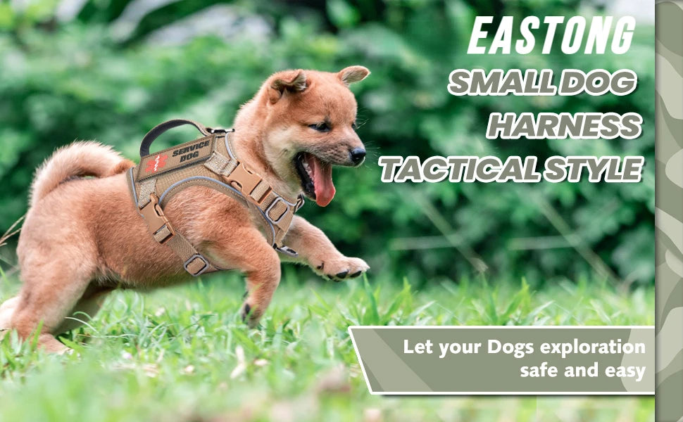 Tactical Dog Harness for Small Dogs - Military Service Dog Vest with Vertical Handle and Reflective Vest for Outdoor Training