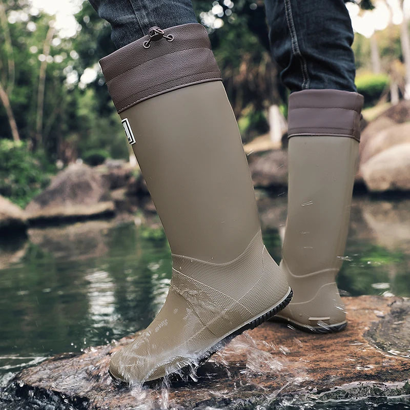 Stivali Rain Boots for Men, Fashionable High-Top Rain Boots for Outer Wear, Long-Tube Waterproof and Non-Slip Couple Style Outdoor Fishing Boots