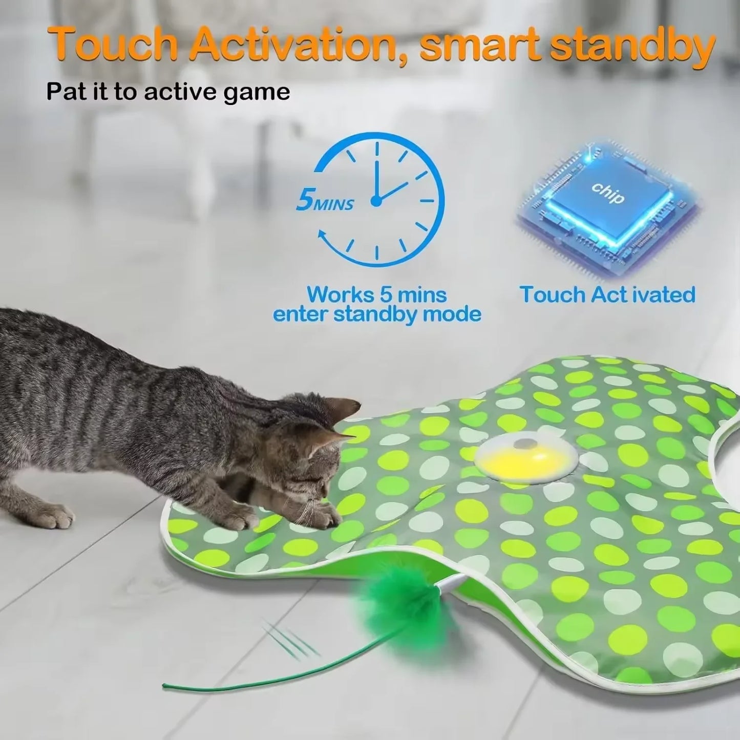001-Giocattolo interattivo per gatti con topino e piume in movimento