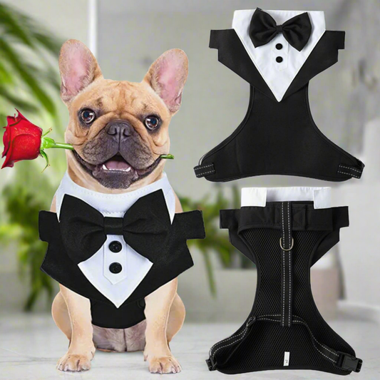 03-Pettorina formale per cuccioli con papillon per matrimonio.