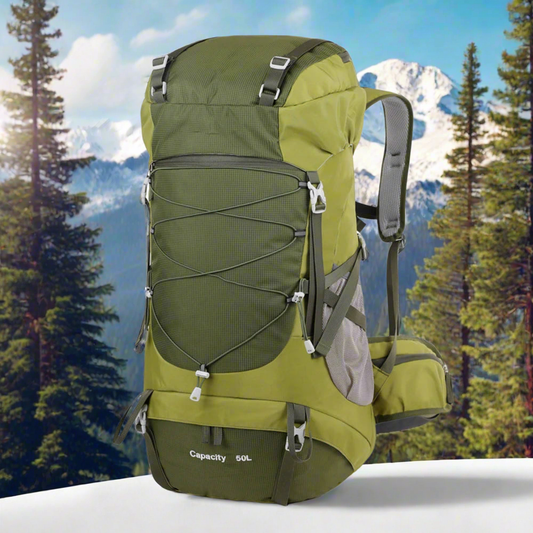 01-Zaino da trekking da 50 litri con copertura antipioggia.